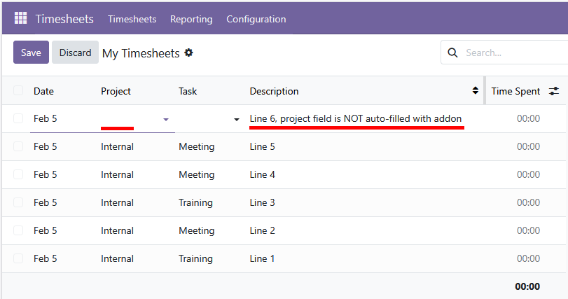 Project autofill disabled