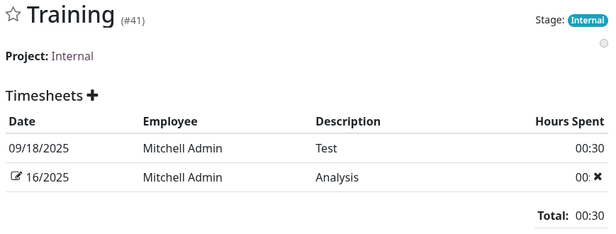 Edit timesheet line