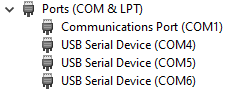 Image of Device Manager under the ports category