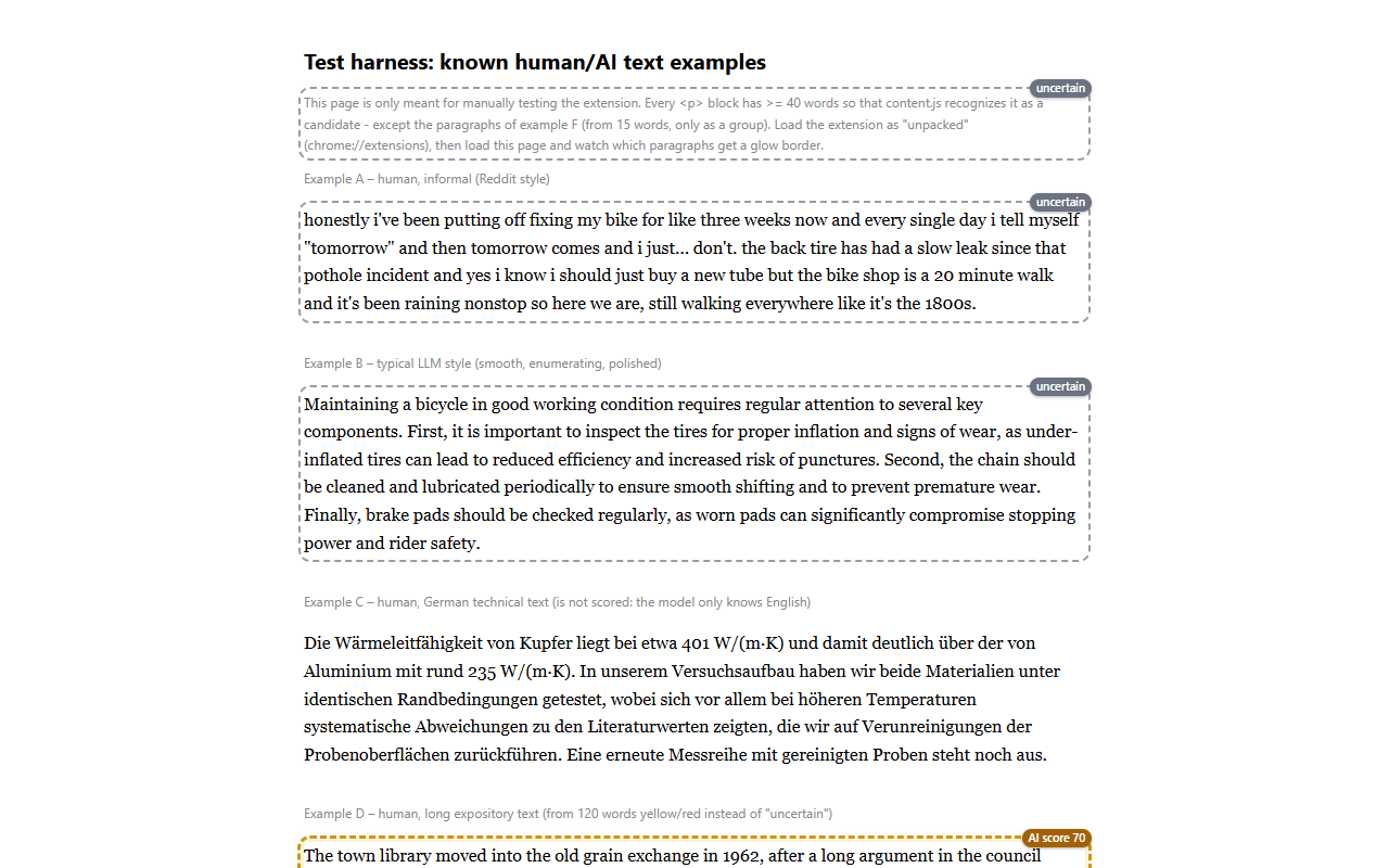 Marked paragraphs on a sample page