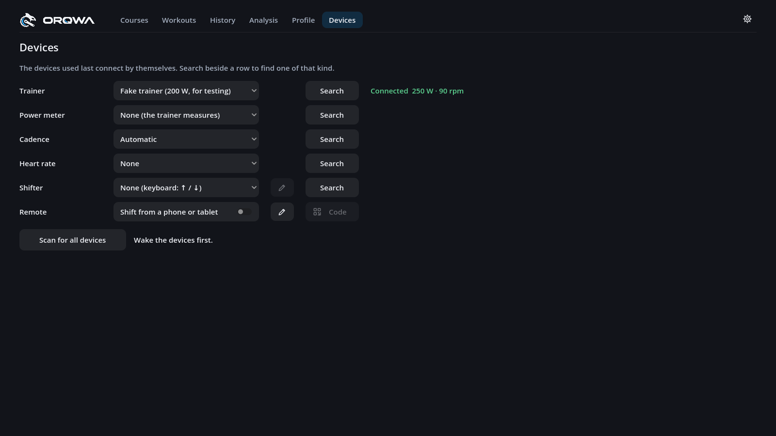 The Devices tab