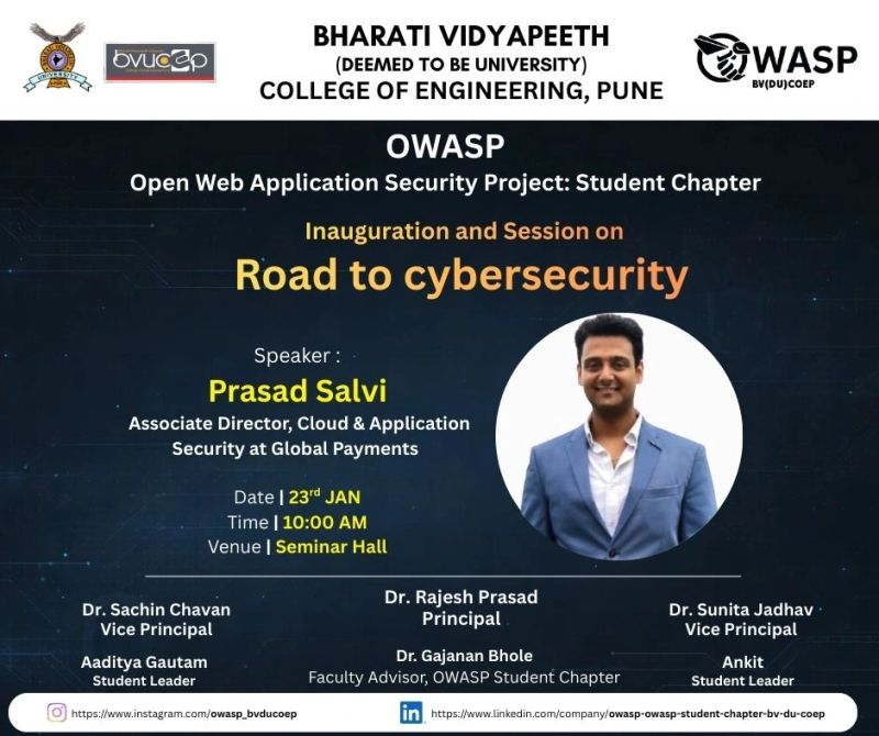 OWASP Student Chapter Inauguration - Road to Cybersecurity