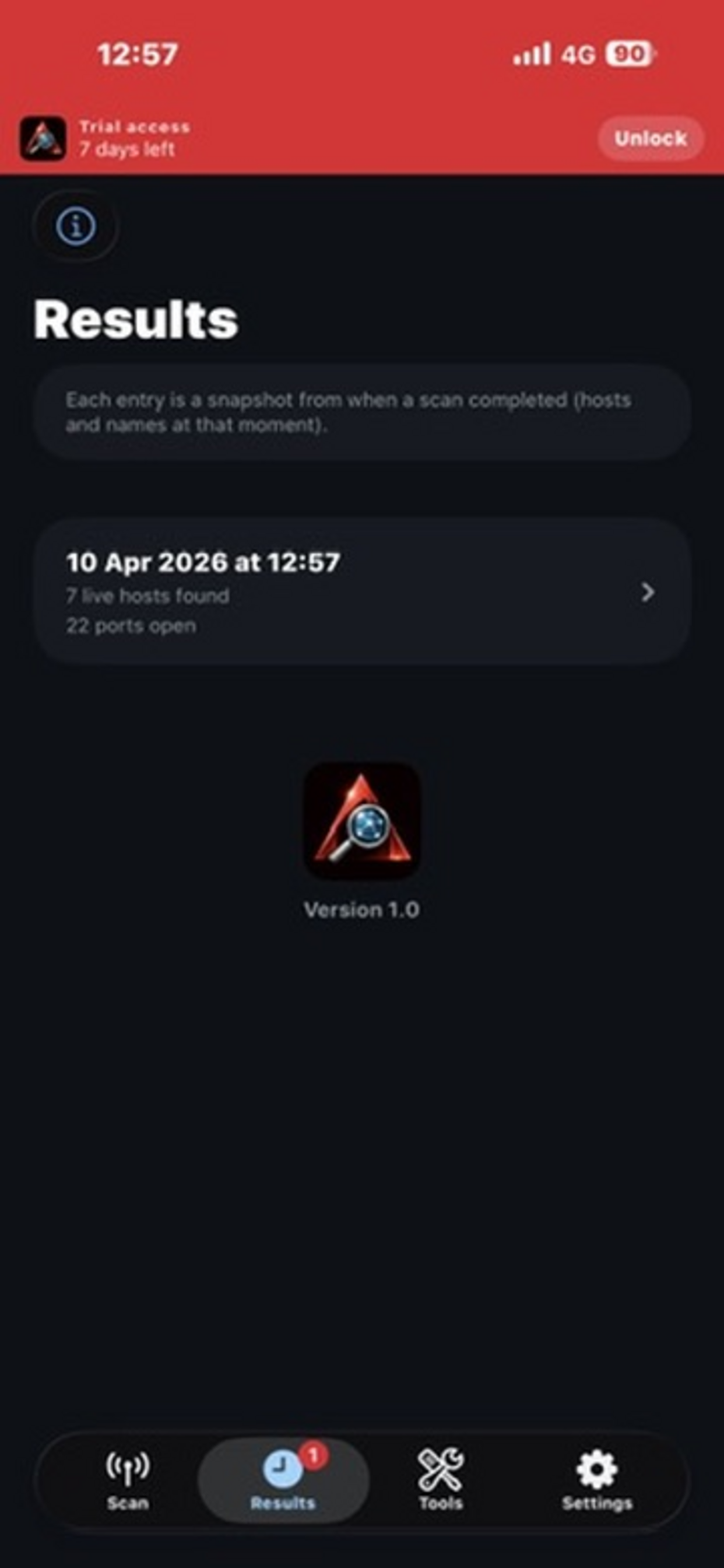 AlphaProbe — Scan results