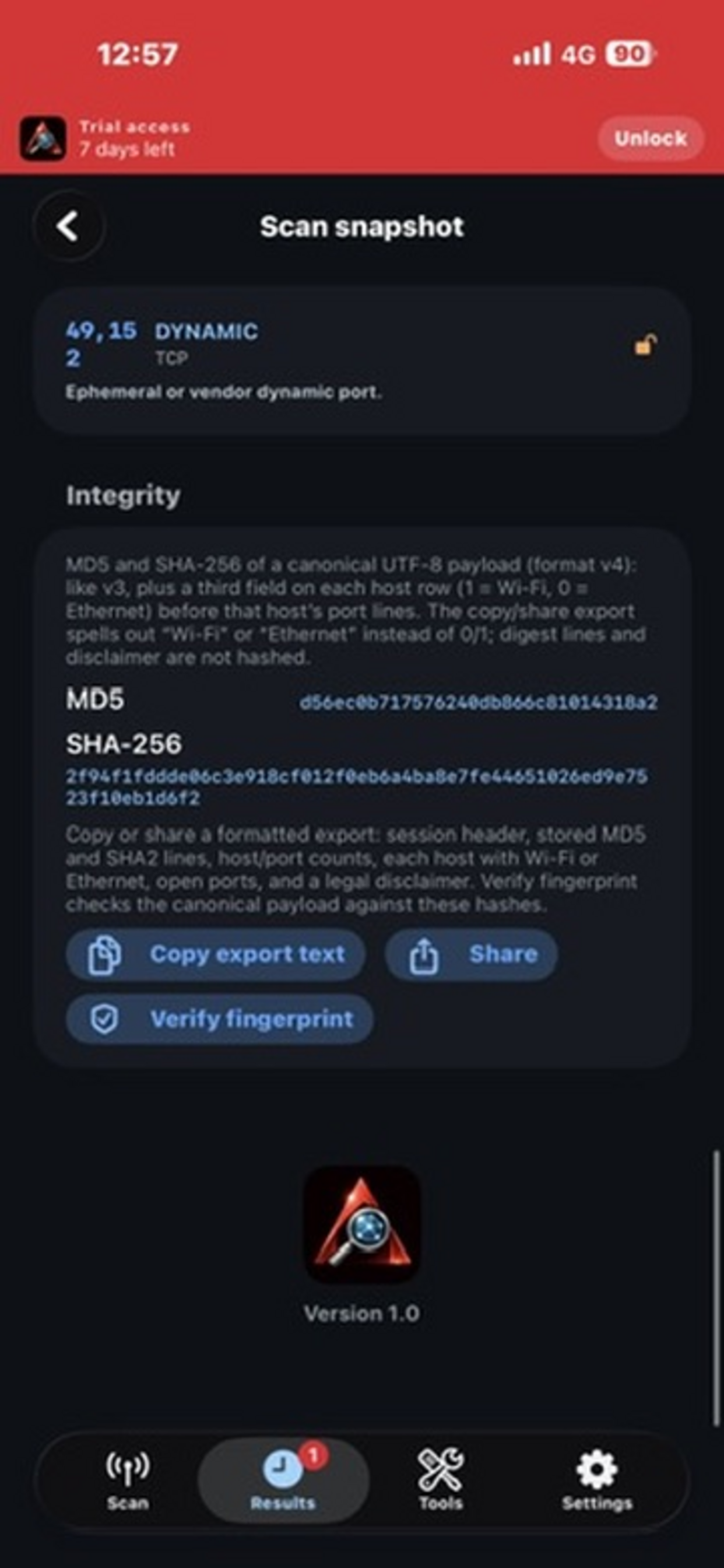 AlphaProbe — Integrity hashes