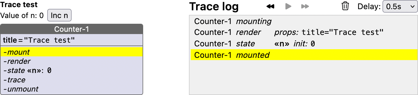Traced Counter component