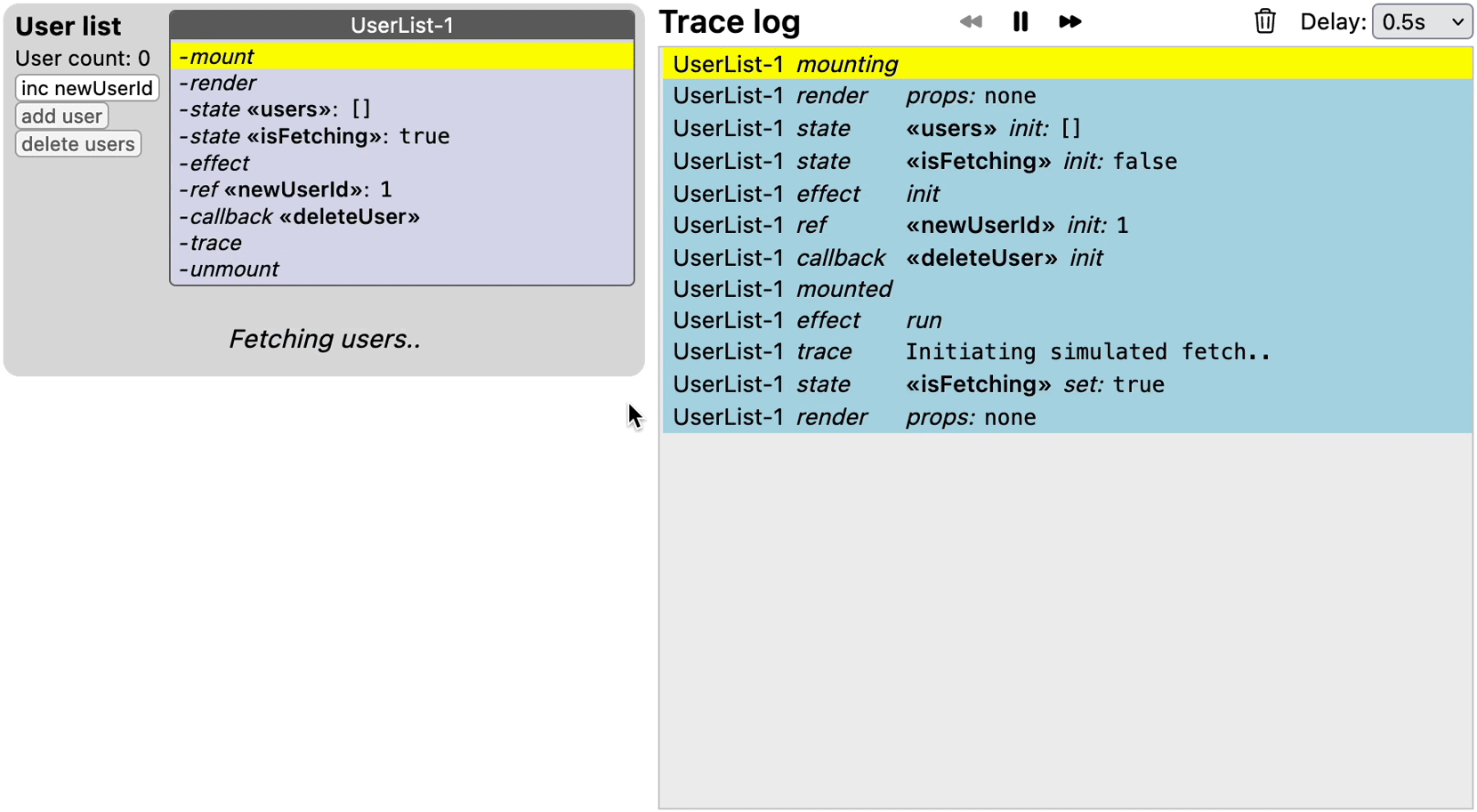 User-list demo screen capture