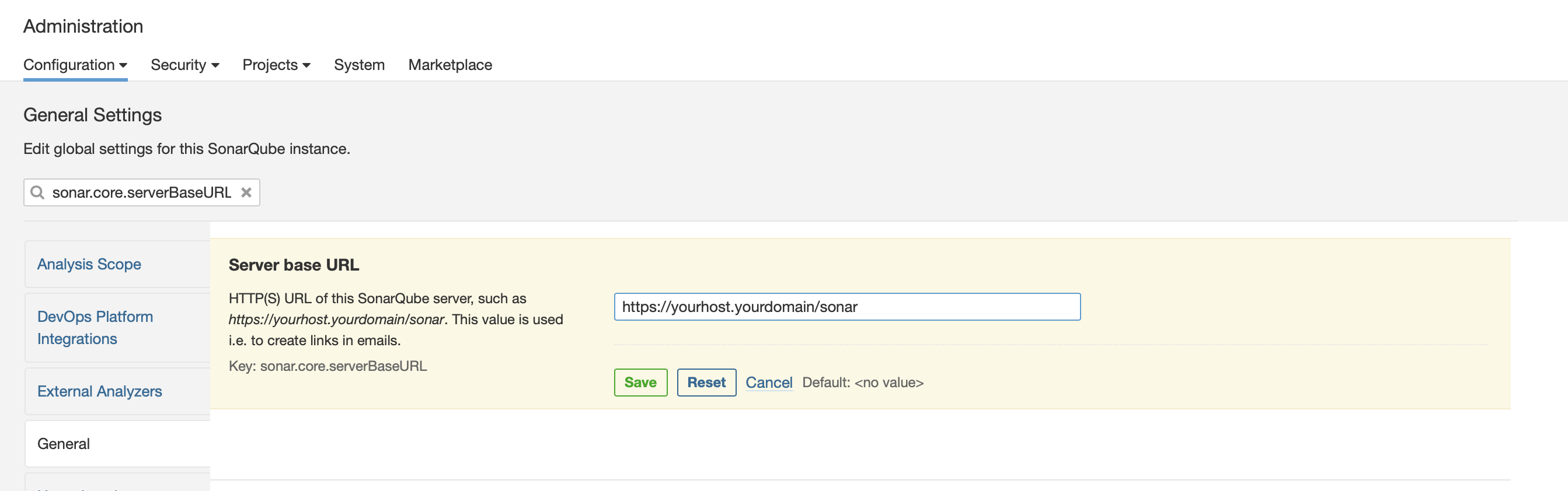 set sonar.core.serverBaseURL set sonar.core.serverBaseURL