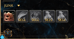Junk category with items marked SELL