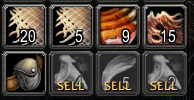 Item slots showing SELL markers