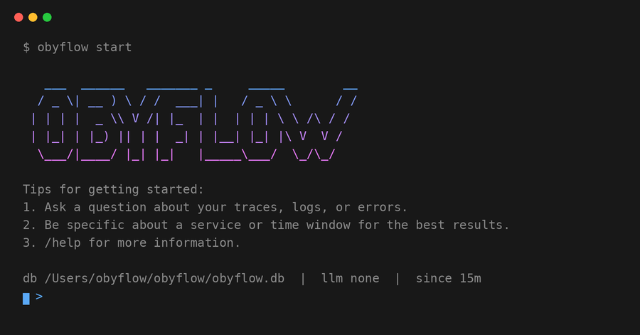 Obyflow interactive terminal