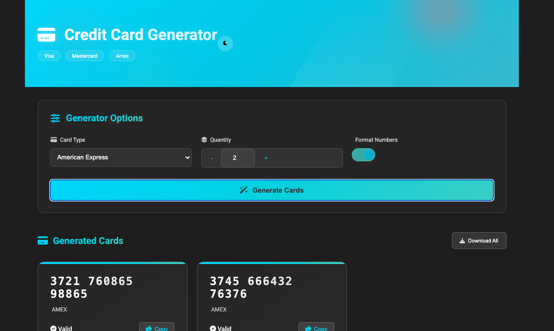 Credit Card Generator Preview