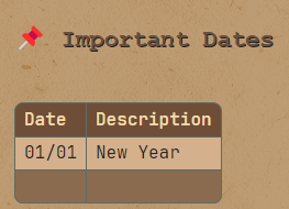 Example of antique background with table styling