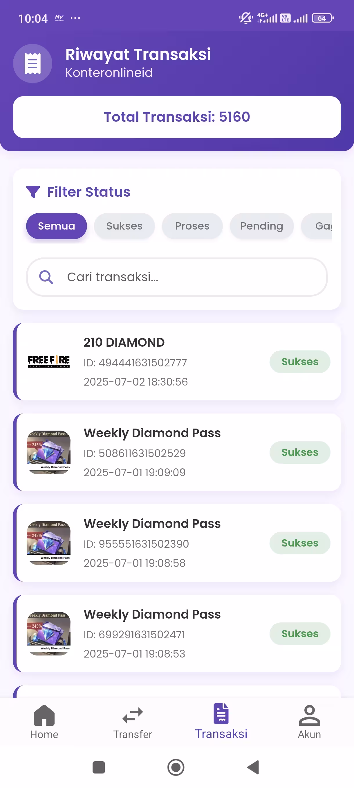 Lacak Semua Riwayat Transaksi