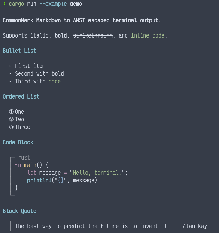 Marcli terminal output