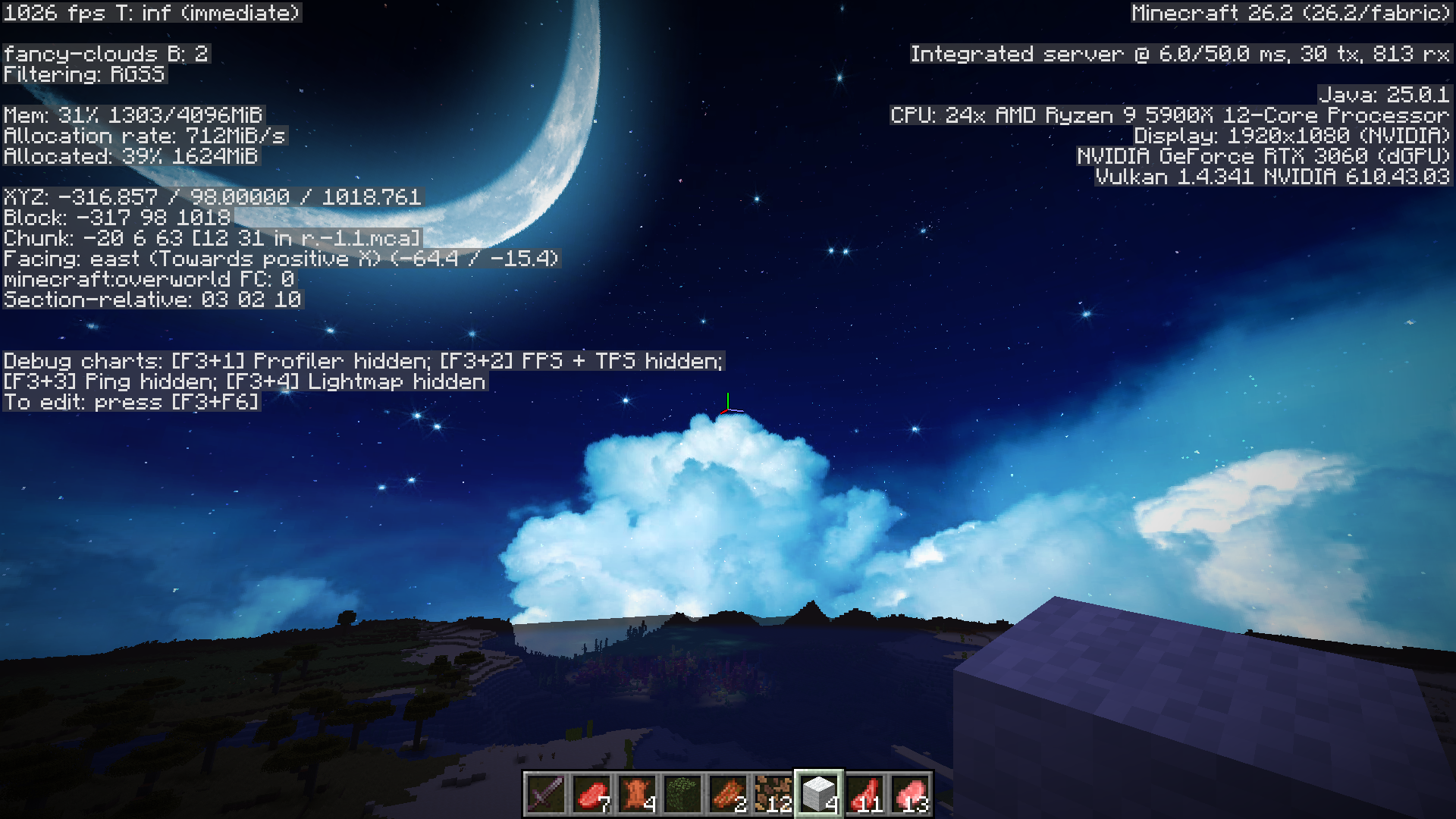 Custom night sky with moon and stars
