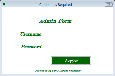 Admin login