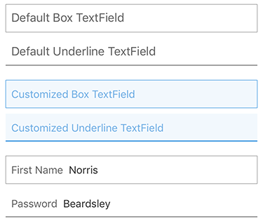 Image showing customized text fields with box and underline styles