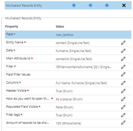 Form configuration