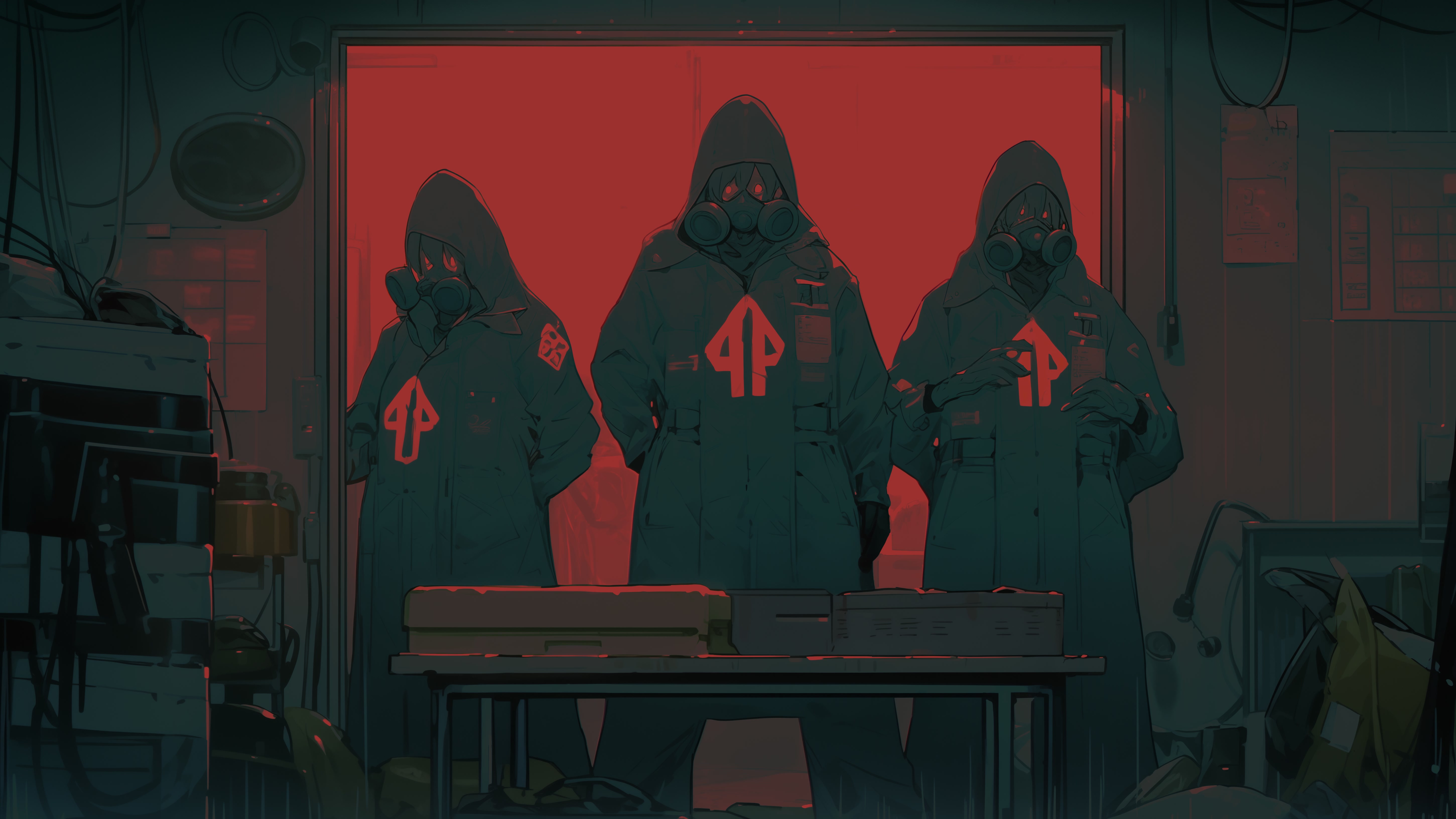 Gasmask triad wallpaper