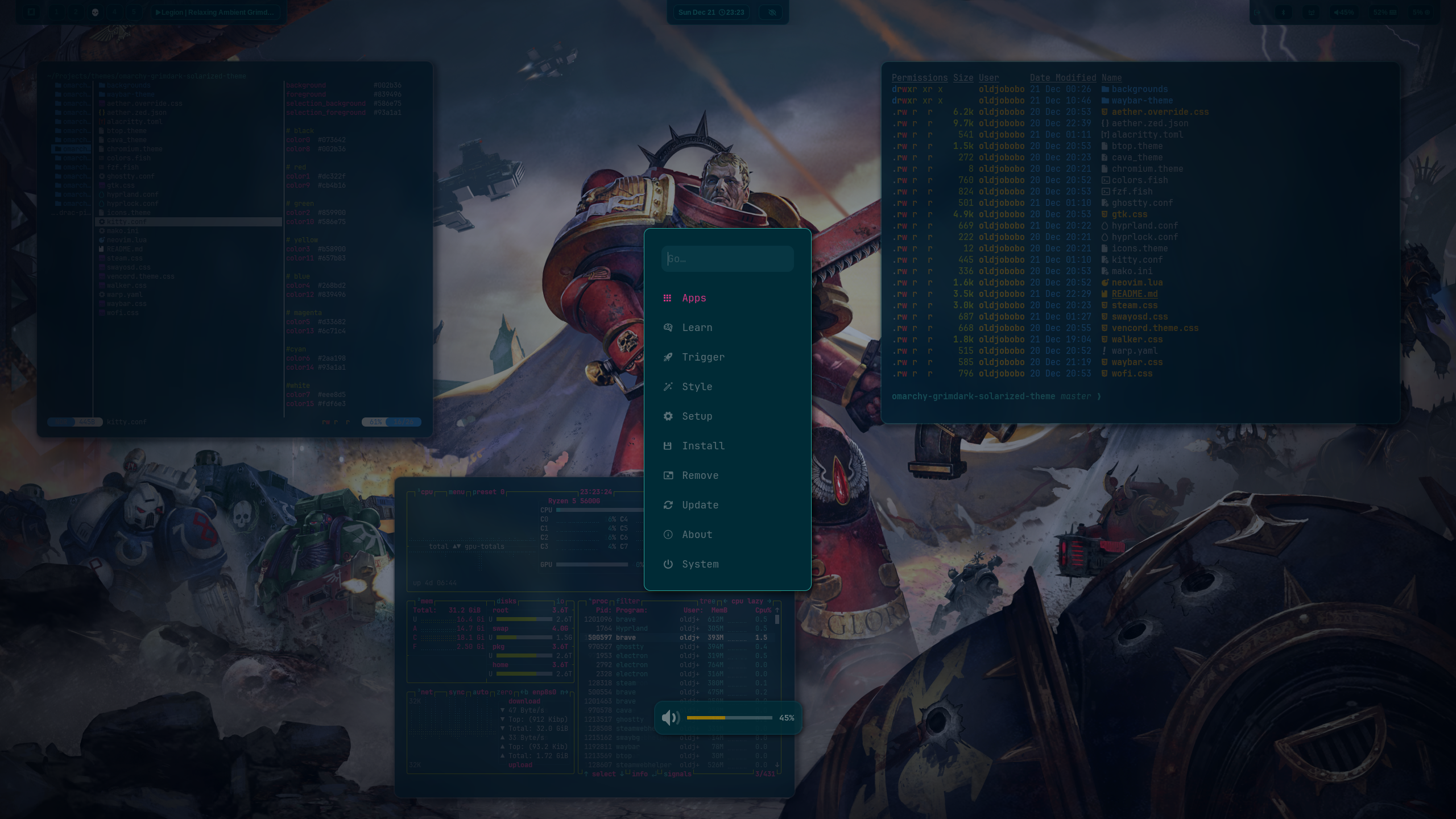 Omarchy Grimdark Solarized preview 2