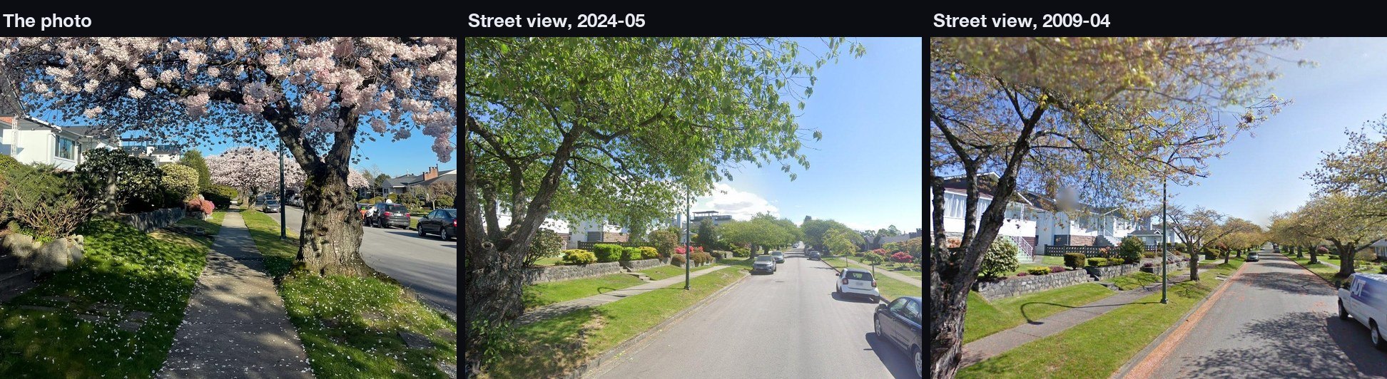 The photo next to street view captures from 2024 and 2009 on the same block