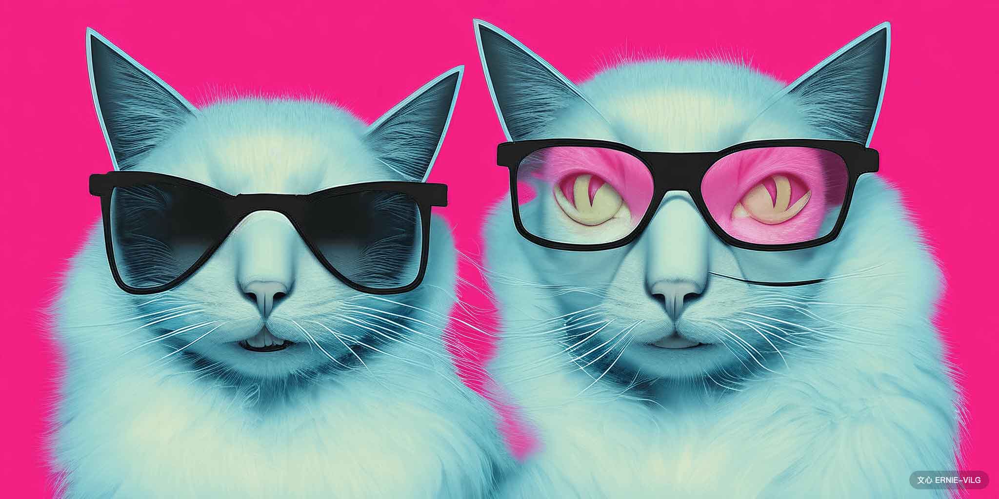 戴着眼镜的猫，蒸汽波艺术, vaporwave art 02