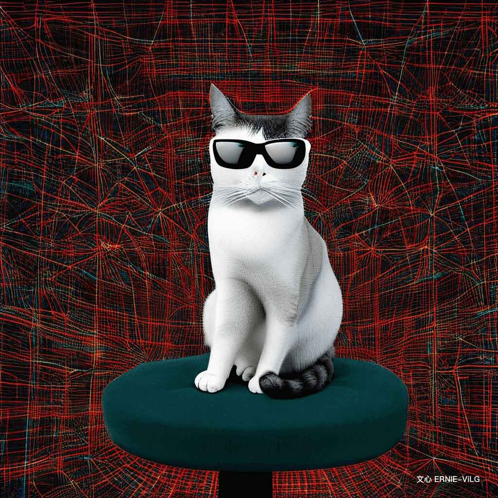 00000_003_一只猫坐在椅子上，戴着一副墨镜, 抽象技术风格