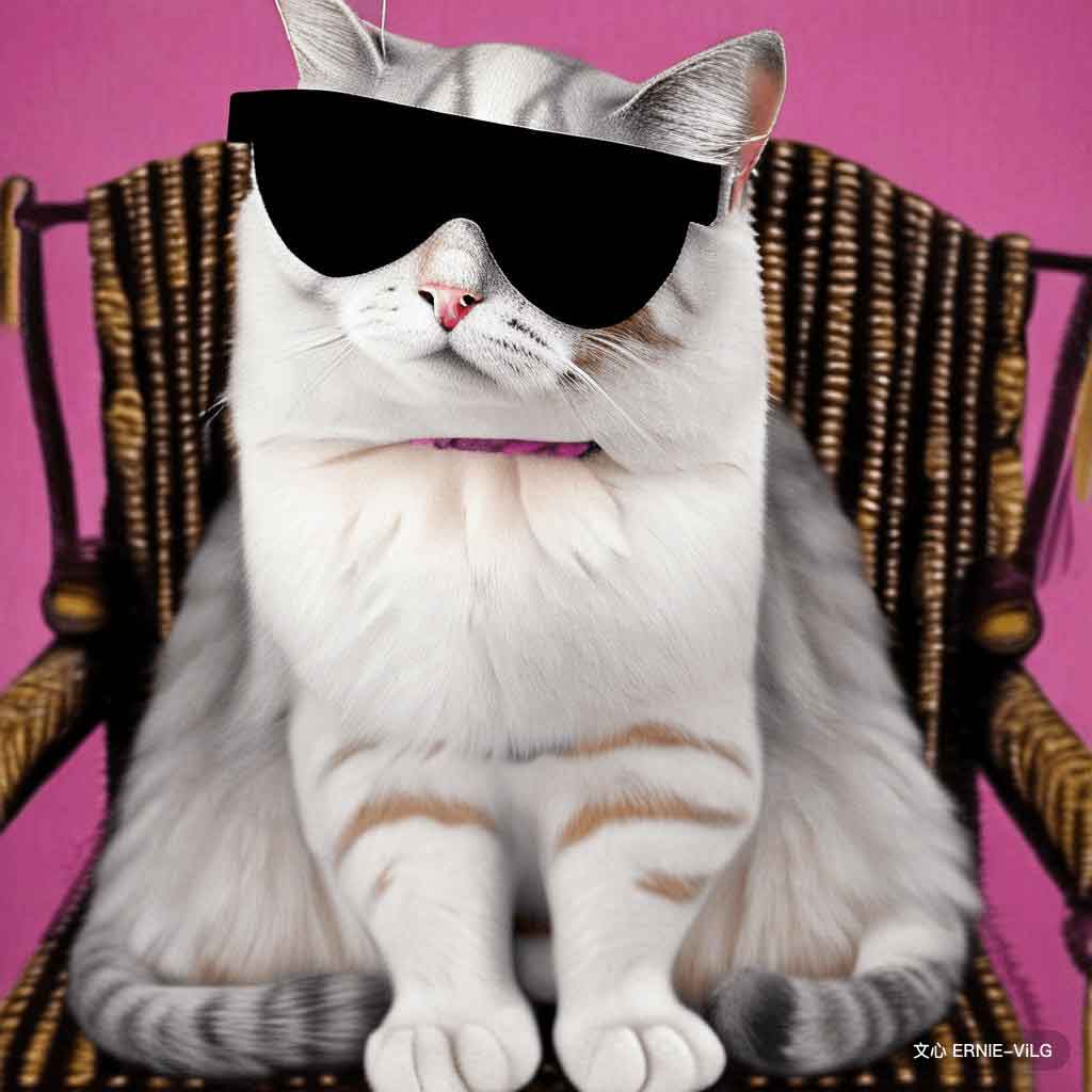 00001_004_一只猫坐在椅子上，戴着一副墨镜,酸性精灵风格