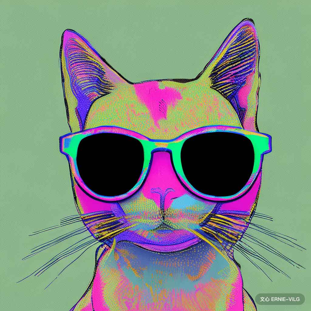 00017_004_一只猫坐在椅子上，戴着一副墨镜，粉彩朋克风格