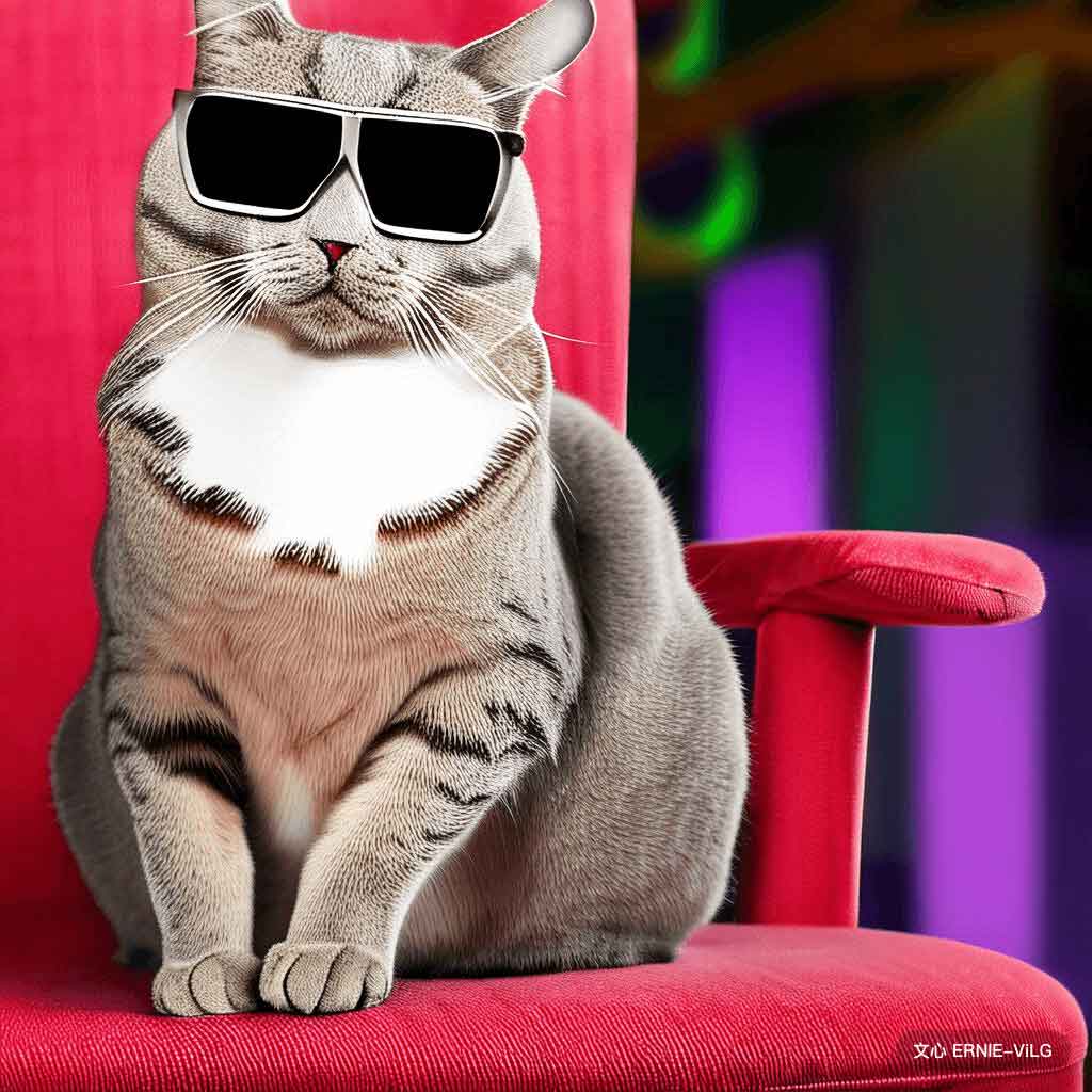 00035_004_一只猫坐在椅子上，戴着一副墨镜,极光风格