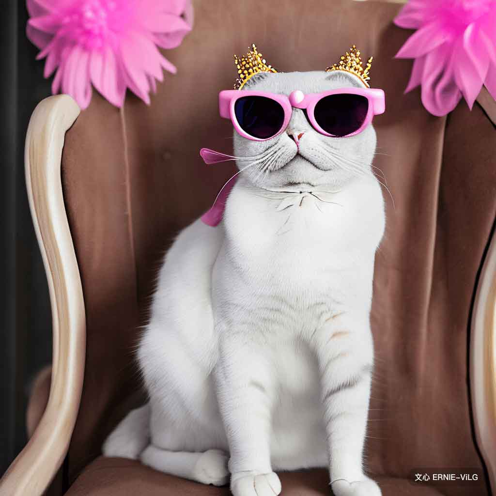 00038_004_一只猫坐在椅子上，戴着一副墨镜，粉红公主风格