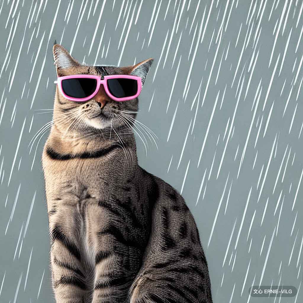 00067_002_一只猫坐在椅子上，戴着一副墨镜，雨天风格
