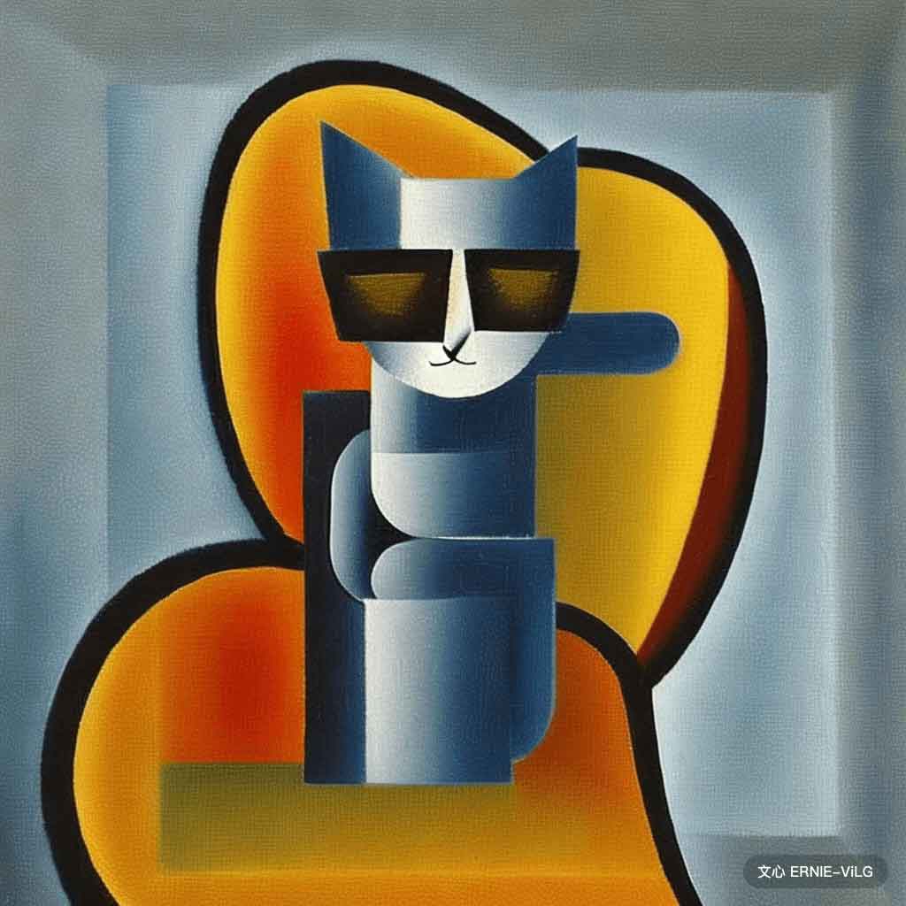 00128_002_一只猫坐在椅子上，戴着一副墨镜,立体主义风格
