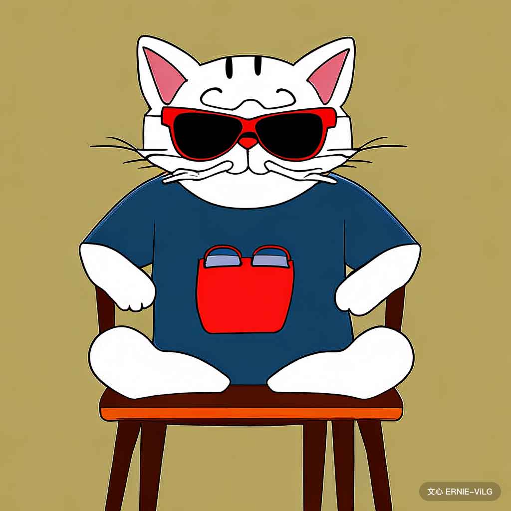 00177_001_一只猫坐在椅子上，戴着一副墨镜, 矢量图