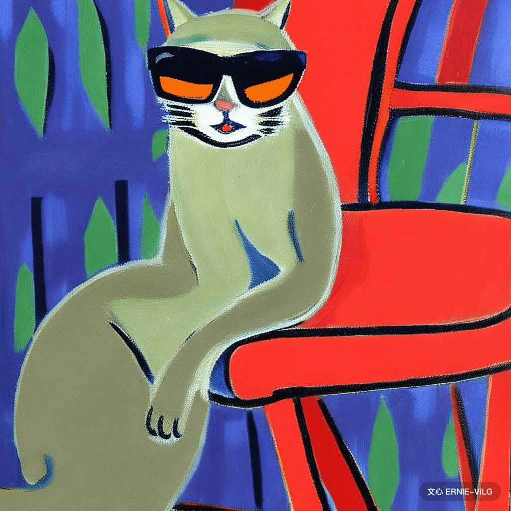 00200_000_一只猫坐在椅子上，戴着一副墨镜,野兽派风格