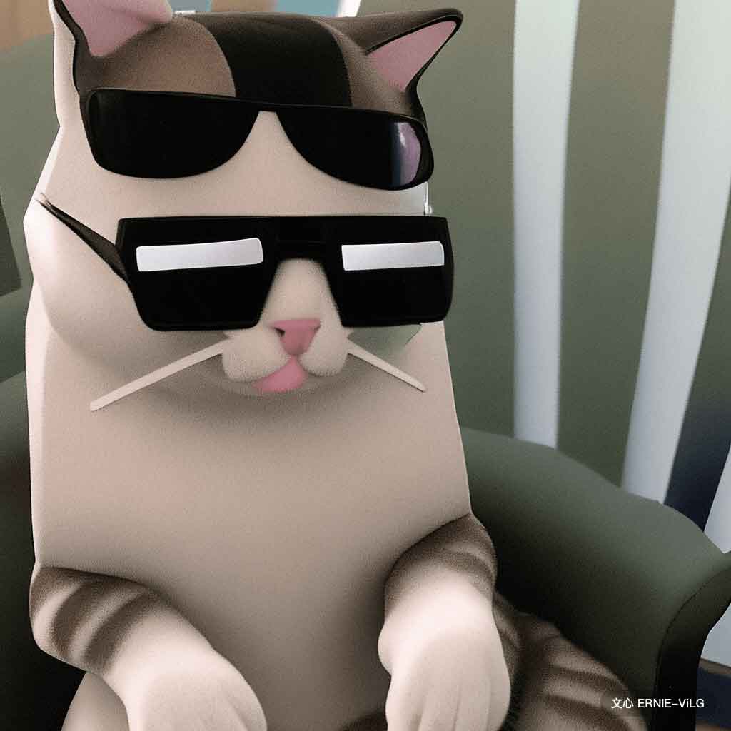 00230_000_一只猫坐在椅子上，戴着一副墨镜, 4D 建模