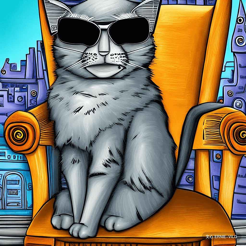 00288_000_一只猫坐在椅子上，戴着一副墨镜,幻象之城风格