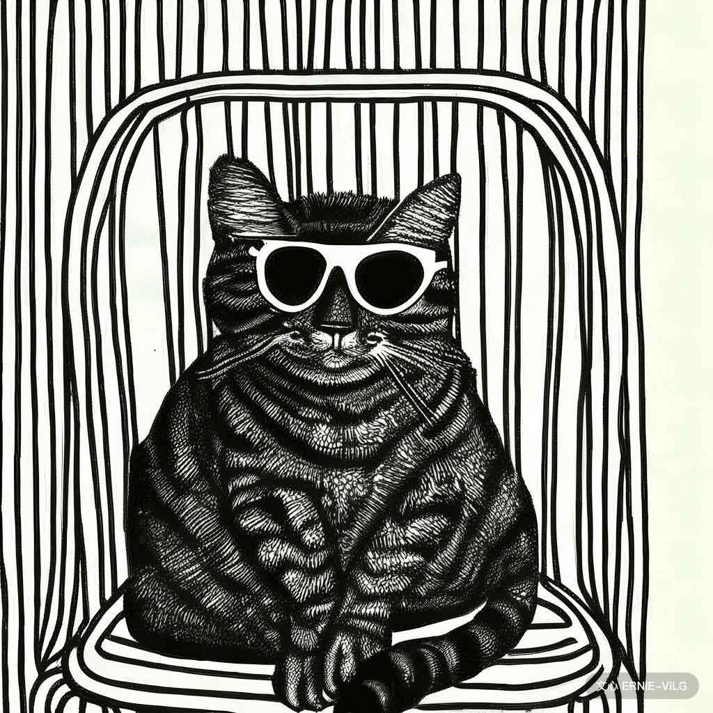 00362_004_一只猫坐在椅子上，戴着一副墨镜,极简主义风格