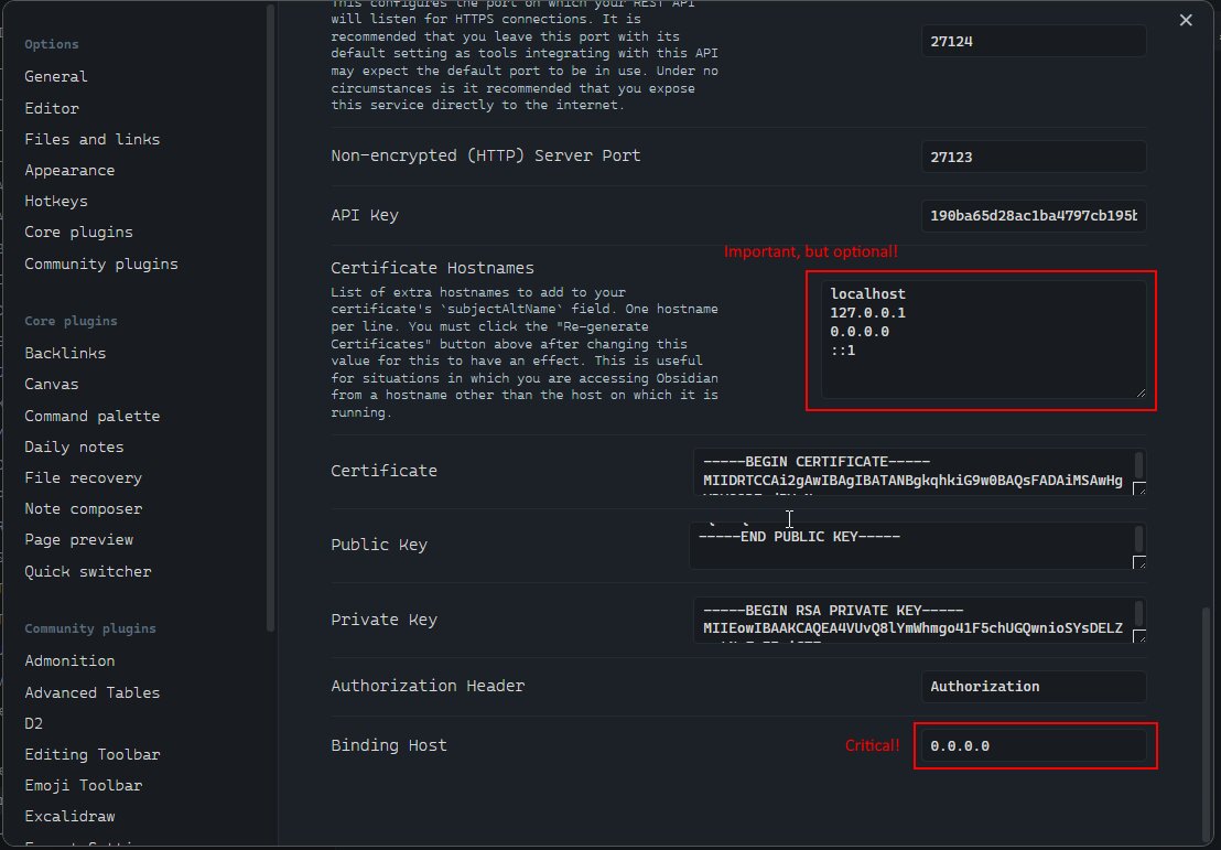 Obsidian Local REST API Setup