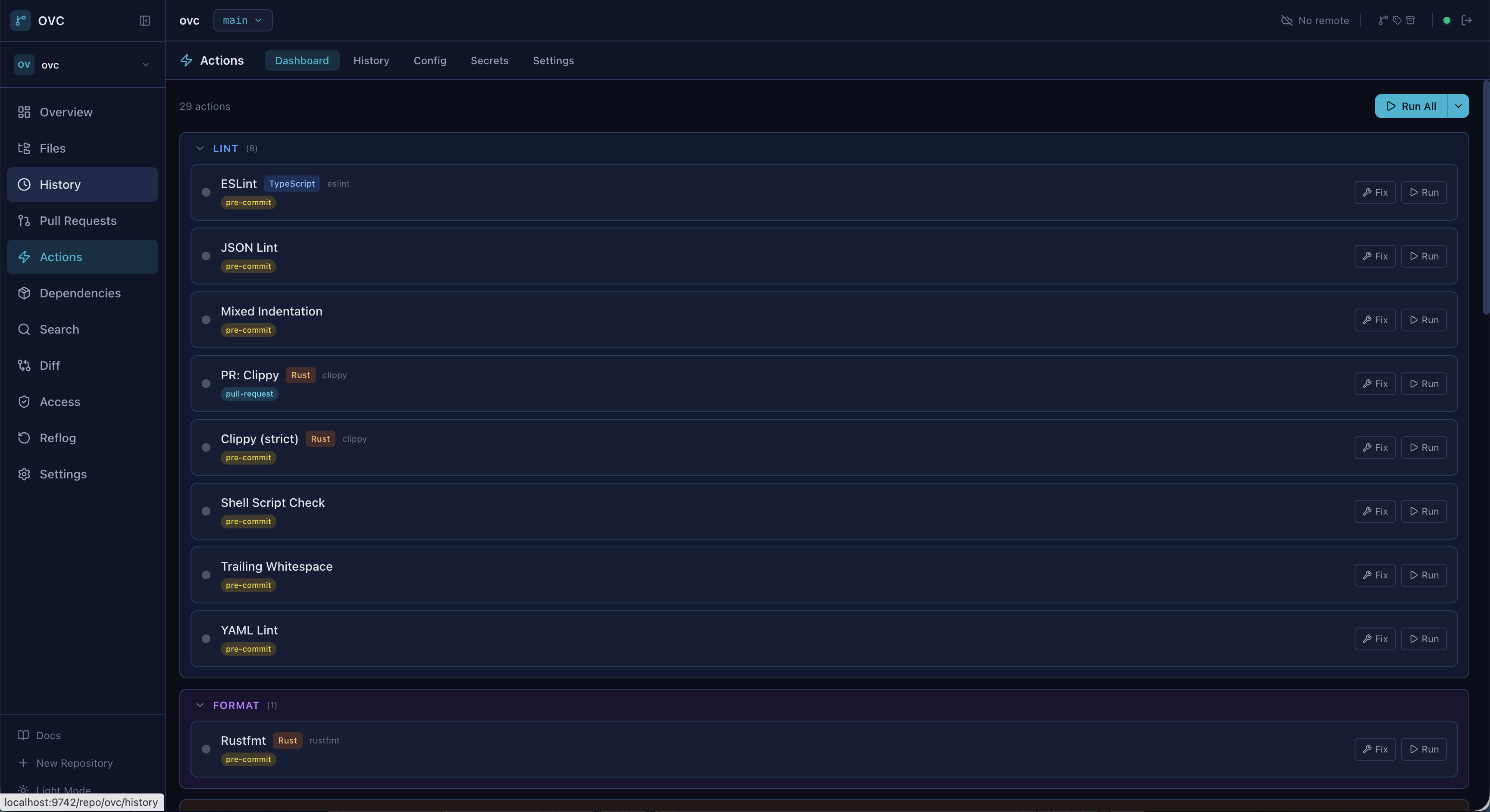 Actions CI/CD dashboard