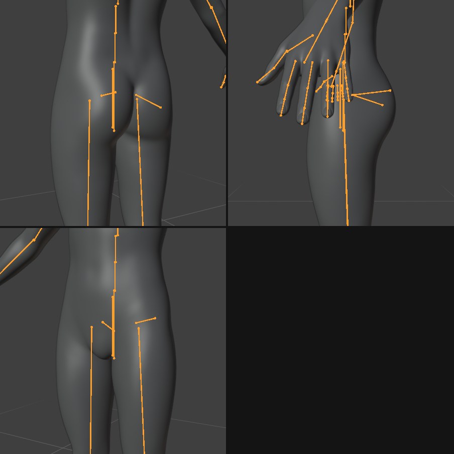 Blender 中為 Genesis 9 新增臀部骨頭並轉動測試權重