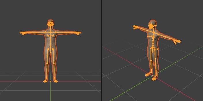 在 Blender 將 Laura 手臂改成 T-pose 作為新的靜止姿勢