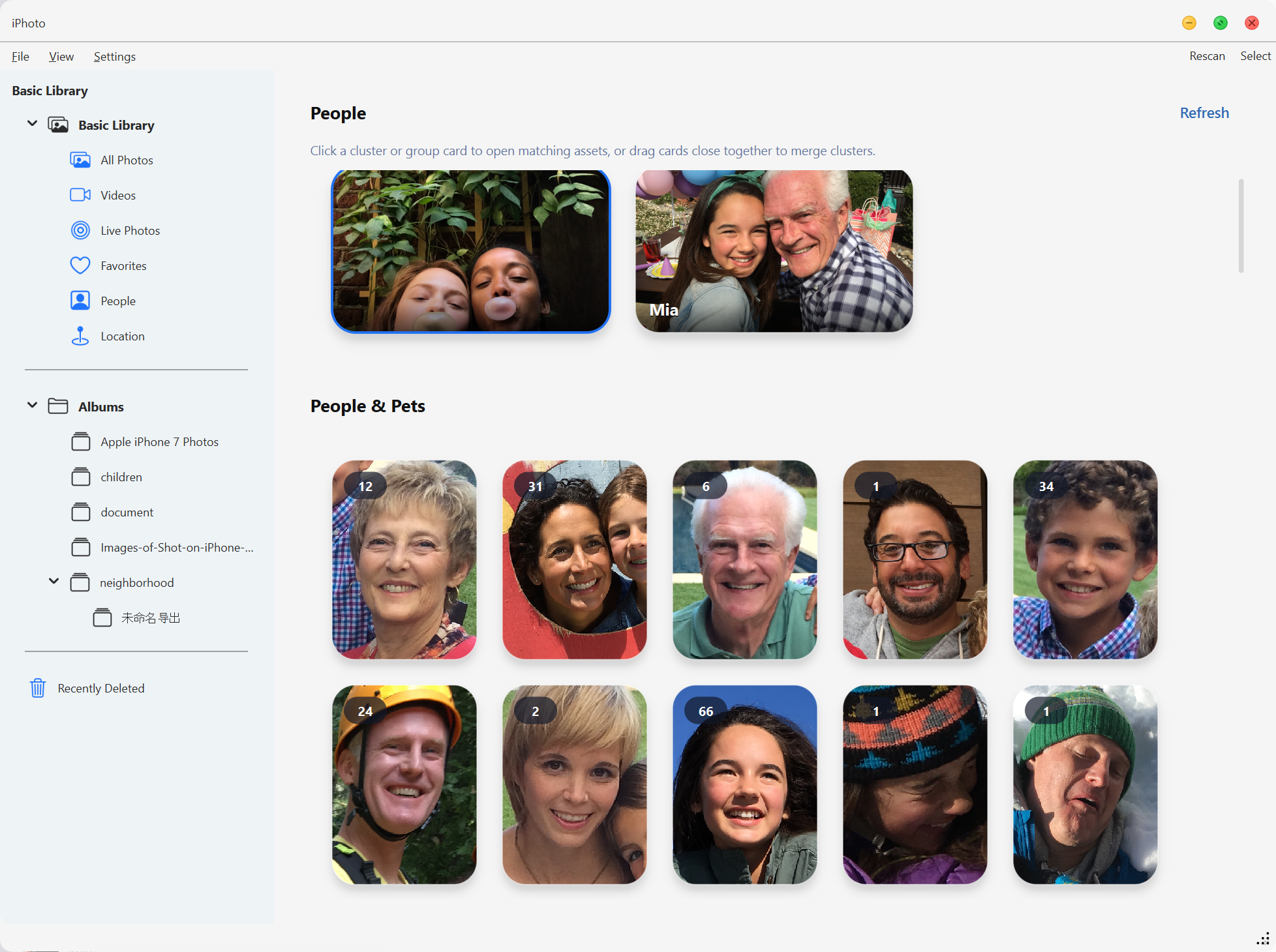 People and groups interface