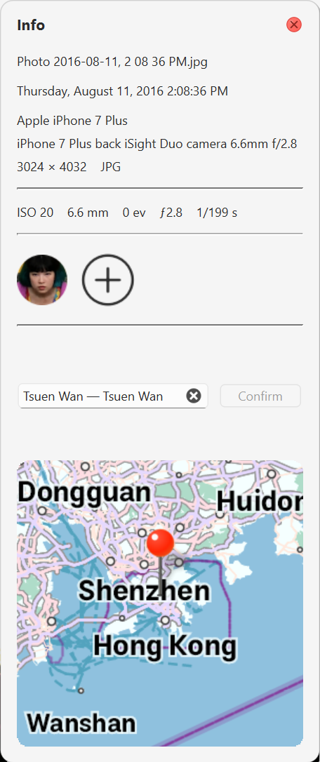 Info panel with map
