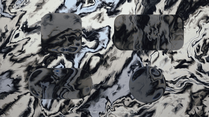 Four liquid-glass surfaces over a liquid marble backdrop, then over the Earth with the background pre-blur ramped up behind them