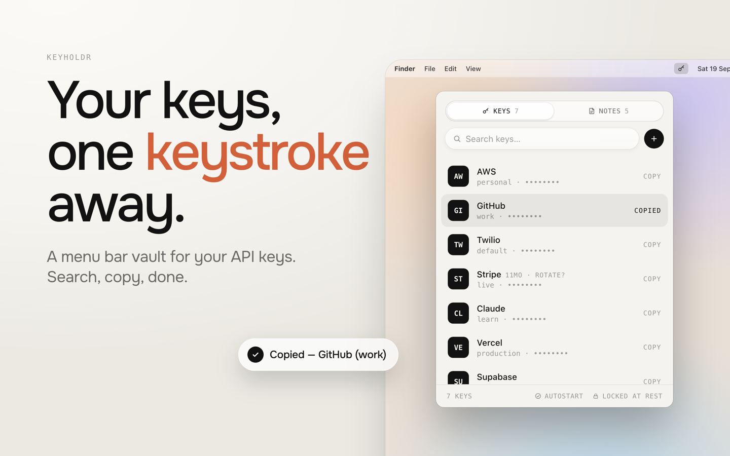 Keyholdr screenshot 1