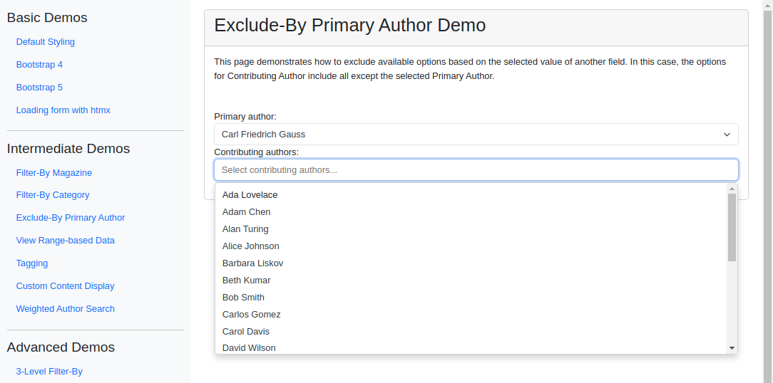 Screenshot: Exclude-By Primary Author