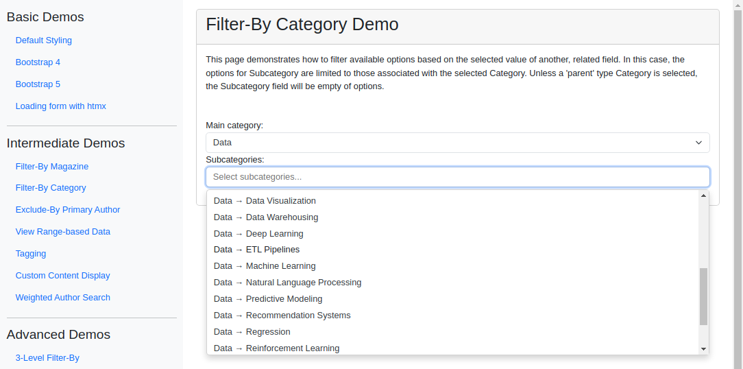 Screenshot: Filter-By Category