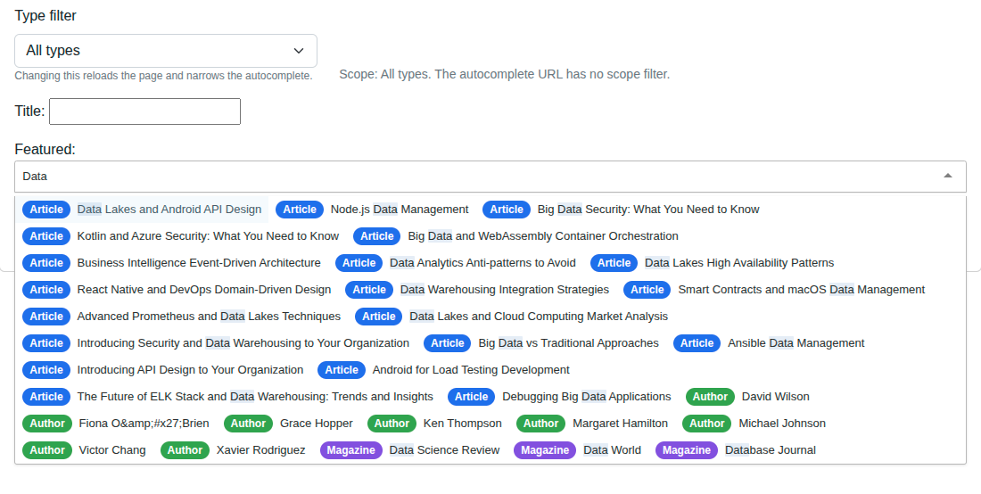 Screenshot: GFK picker — dropdown with mixed types and color pills